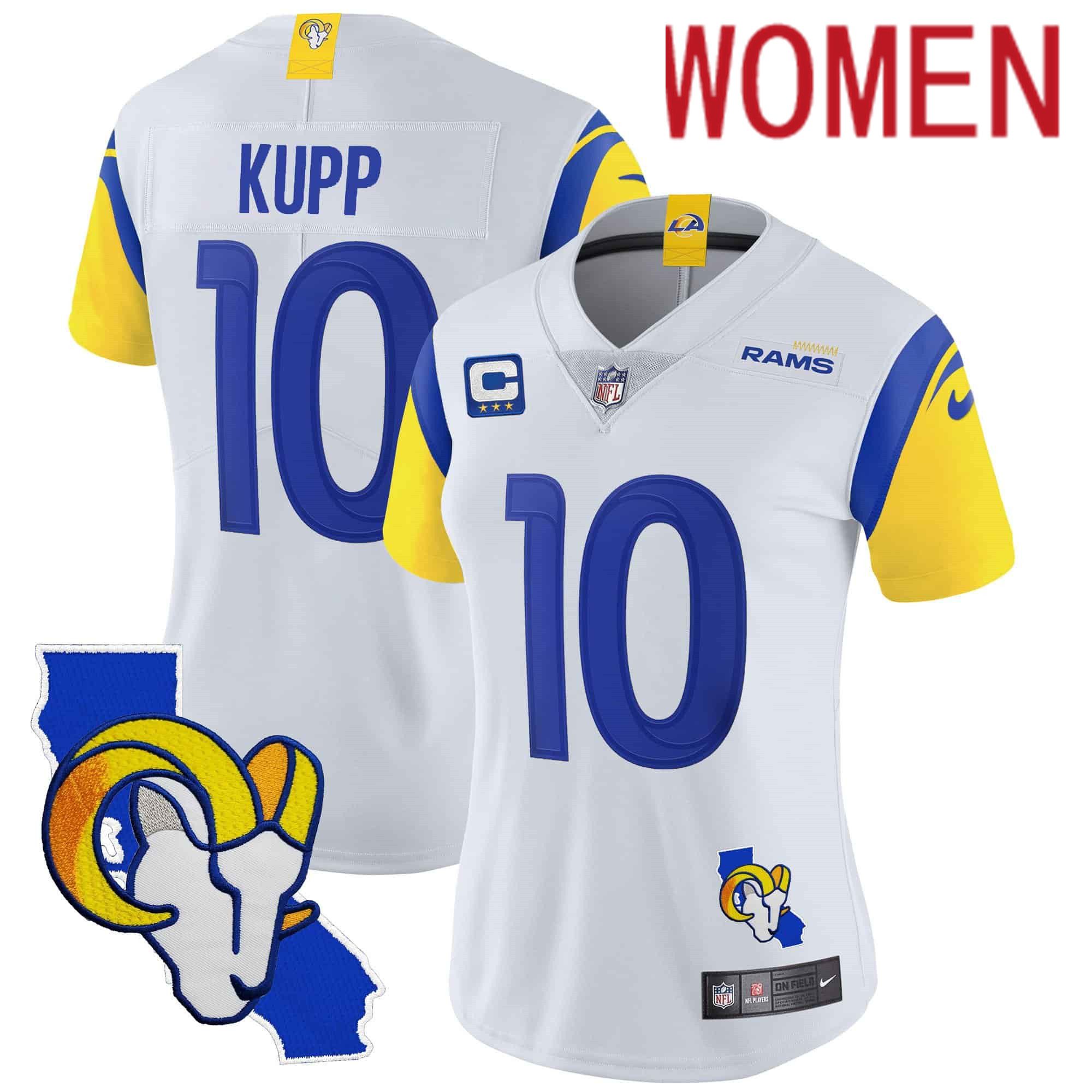 Women Los Angeles Rams #10 Kupp White 2024 Nike California Patch Vapor Limited NFL Jersey